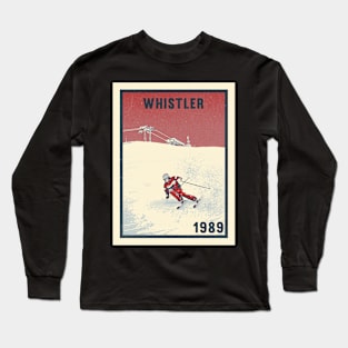 Whistler ski mountains 1989 vintage skiing 80's Long Sleeve T-Shirt